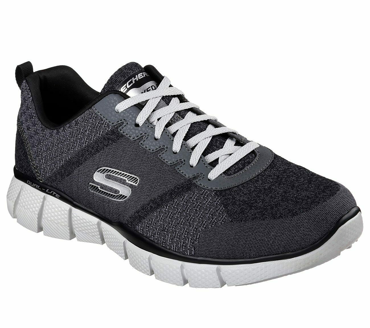 Skechers Charcoal Extra Wide Fit Shoes Men Memory Foam 