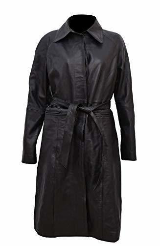Women's Fantastic Katherine Waterston Tina Black Trench Winter Leather Coat