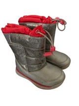 Lands End Kids Winter Boots Snow Flurry Insulated Silver Sparkle Sz 8 - $16.31