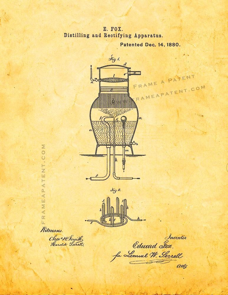 Distilling And Rectifying Apparatus Patent Print Golden Look Art Posters