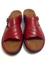 RED Womens LEATHER Sandals Comfort Croc Slip CLARKS 11 Accent Slides On Sz d6wZqTAE
