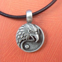 American Eagle Coin Yin Yang Pewter Silver Toned Pendant / Necklace - $14.99