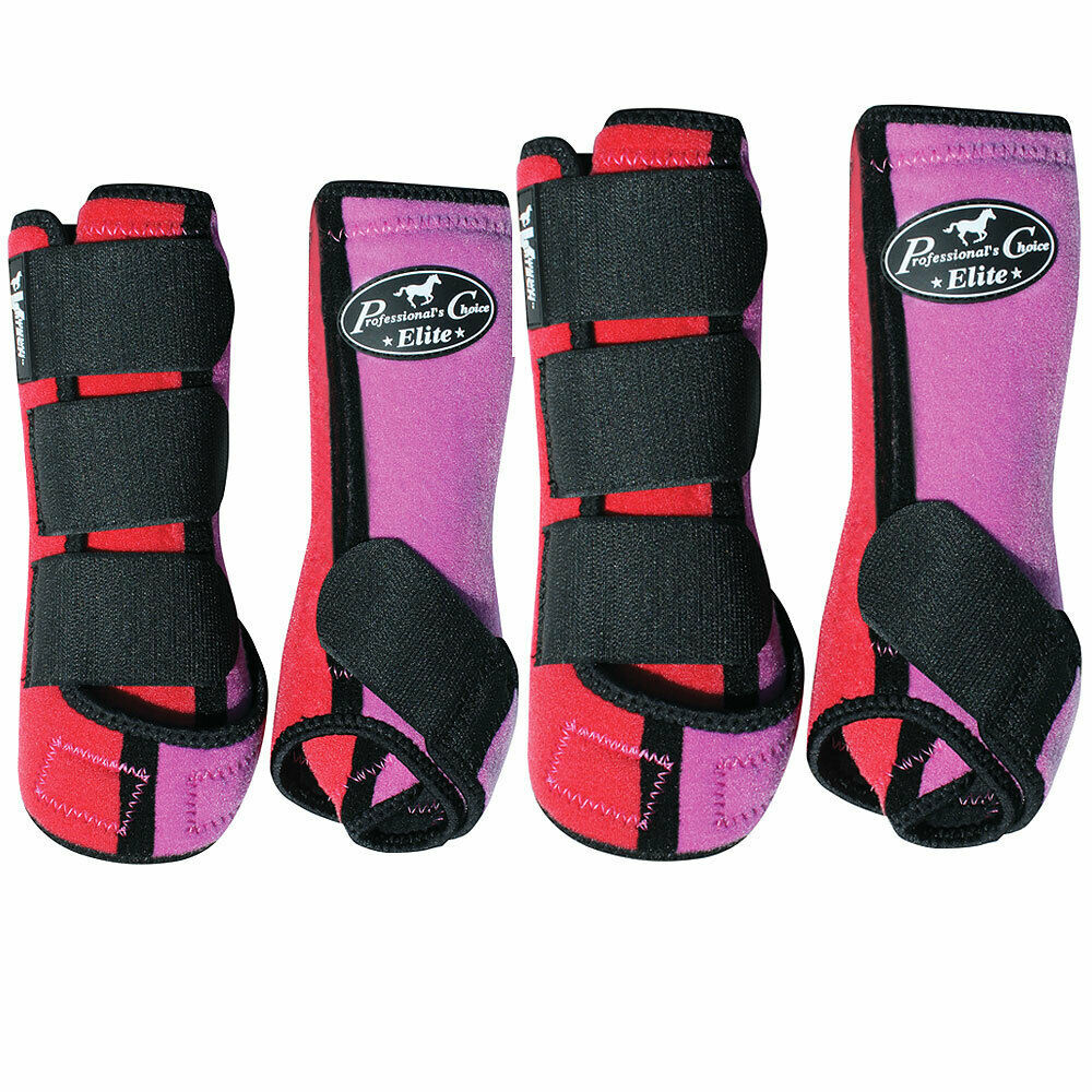 SML PROFESSIONAL CHOICE ELITE SPORTS HORSE MEDICINE BOOTS 4 PACK CORAL