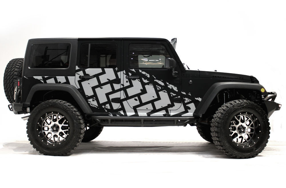 Vinyl Graphics Decal TIRE TRACKS Wrap Kit for Jeep Wrangler 4D 07-16 ...