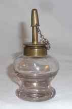 Unusual Vintage Small Size Brass and Glass Oil Lamp w/ Conical Snuffer o... - $50.00