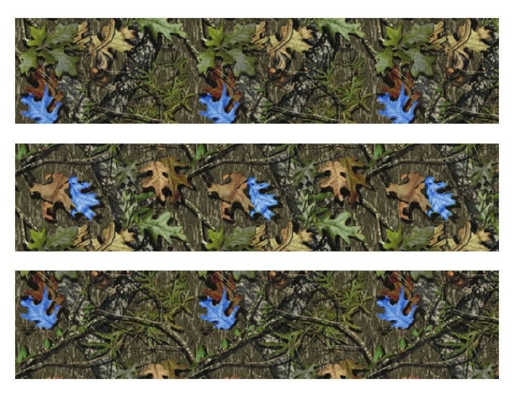 Mossy Oak Camo with Blue Leaves Edible Cake Strips - Cake Wraps - $8.98 - $11.49