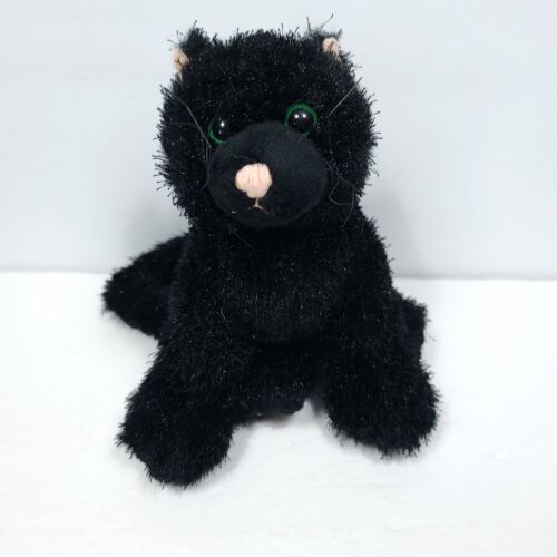 Webkinz Black Cat Plush HM135 RETIRED No Code Stuffed Animal Green Eyes ...