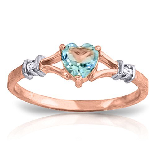 Galaxy Gold GG 14k Rose Gold Ring with Natural Diamonds and Blue Topaz - Size 6