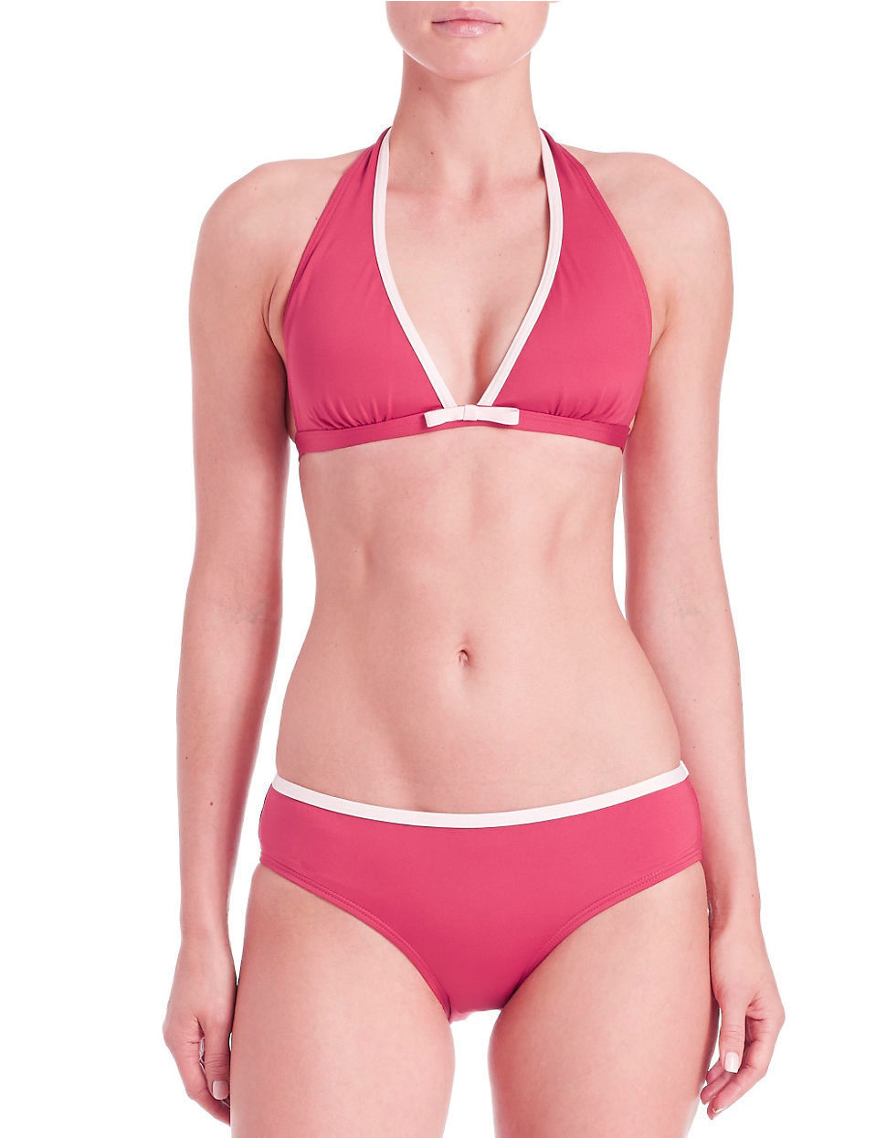 NWT 2PC Raisins Pink Bandeau Halter Swimsuit Bikini Size M Retail $56 #951 
