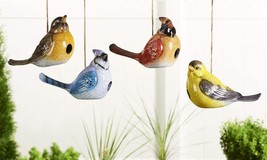 Hanging Bird Houses Set of 4 - Cardinal, Blue Jay, Yellow Bird, Poly Stone image 2