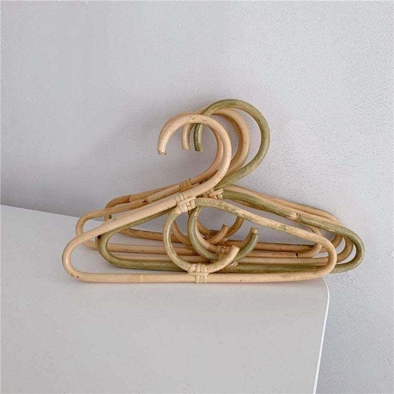 Rattan Clothes Hanger Wicker Hanger, 3 Pack Clothes Hangers