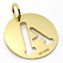 18K YELLOW GOLD LUSTER ROUND MEDAL WITH A LETTER A MADE IN ITALY DIAMETER 0.5 IN image 3