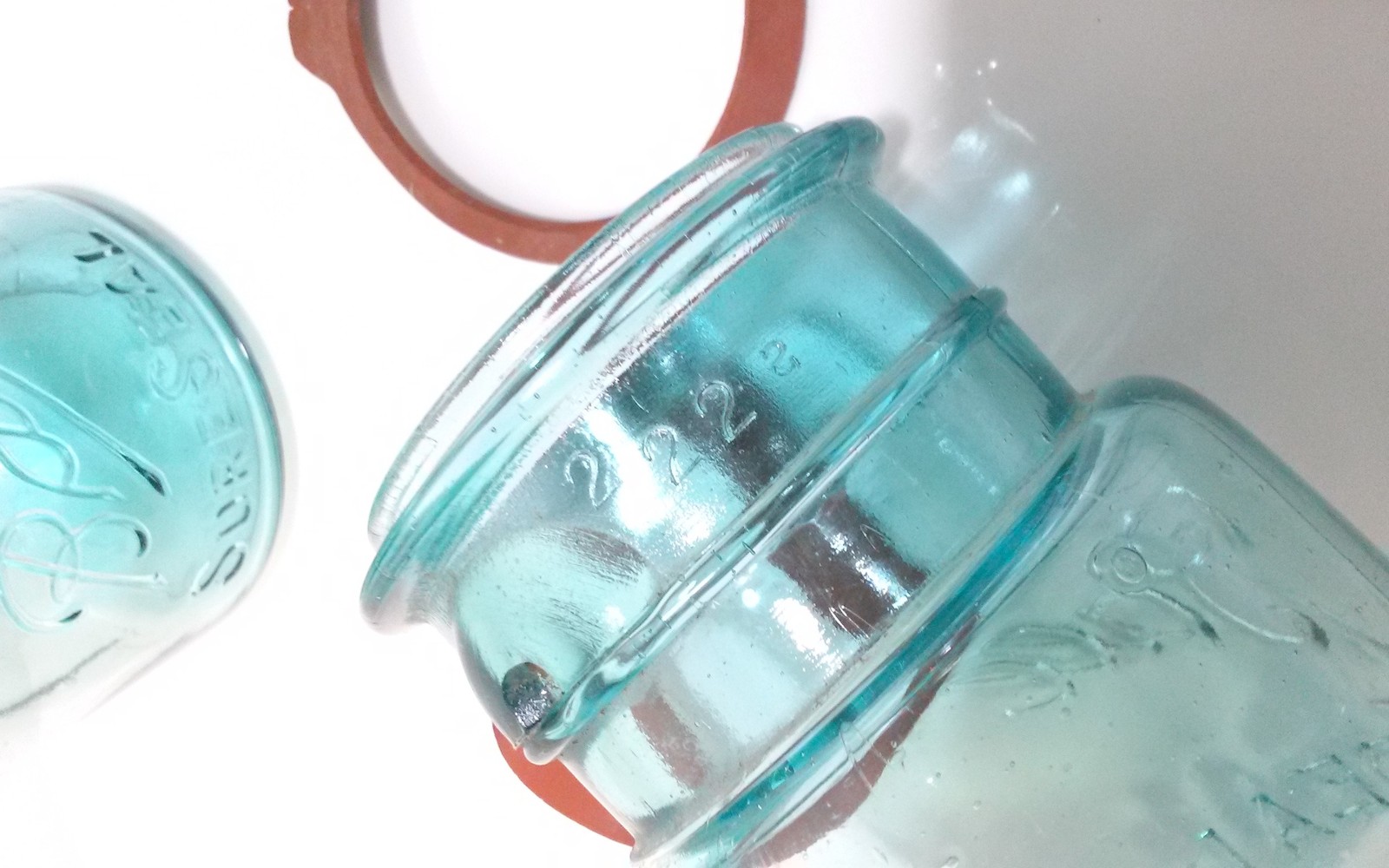 Ball Sure Seal Ideal Aqua Blue Green Canning Jars Patd July 14 1908