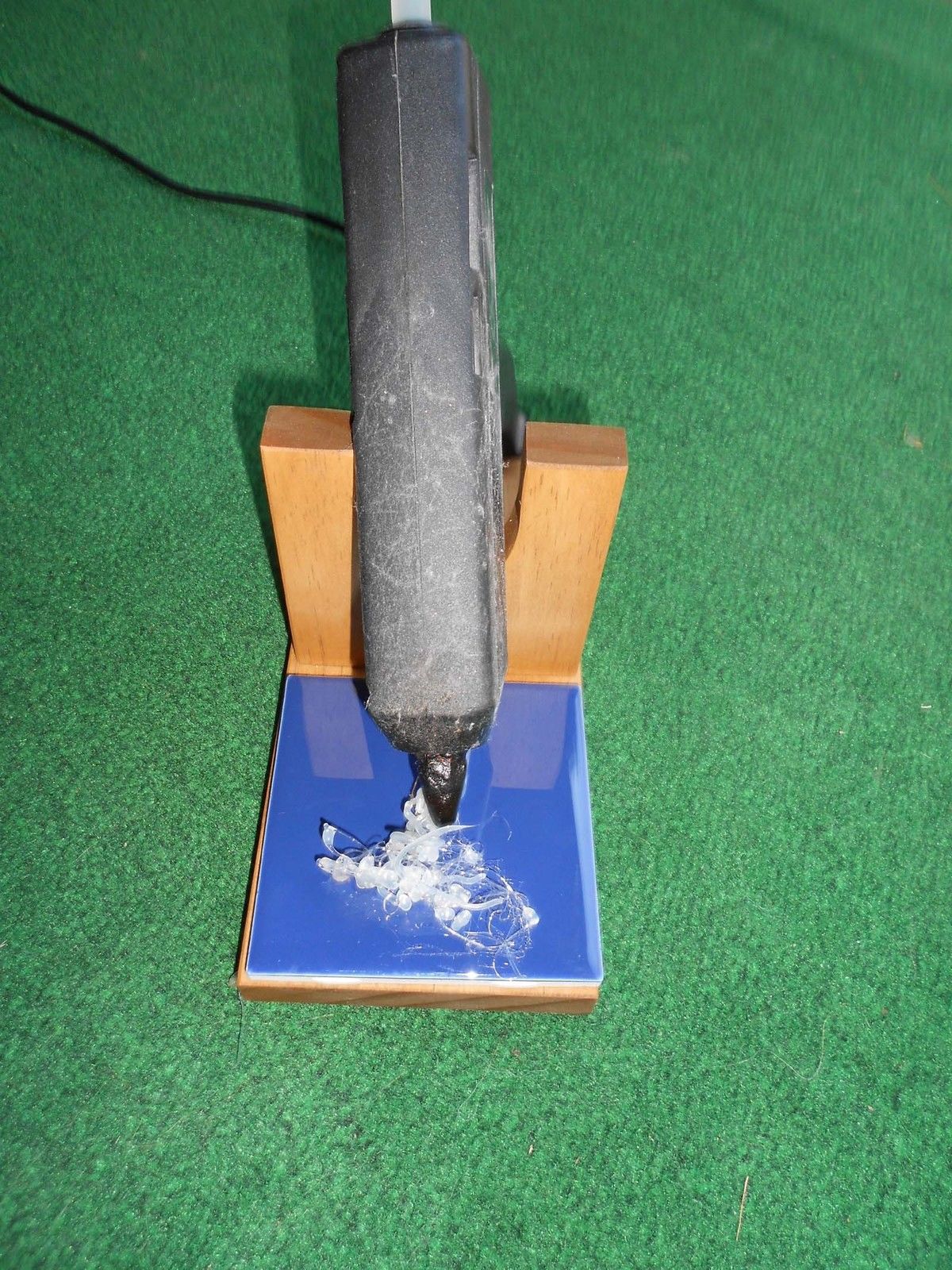 Handcrafted Wooden Hot Glue Gun Stand Holder with ceramic drip pad