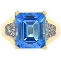 4.00 Carat Blue Topaz & 0.20 Carat Diamond Ring 14K Yellow Gold - $573.21