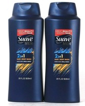 2 Bottles Suave Men 28 Oz 2 In 1 Hair & Body Wash Fresh Manly Scent - $28.99