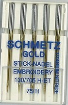Schmetz Gold Titanium Embroidery Needles 75/11 5 Pack - $6.31