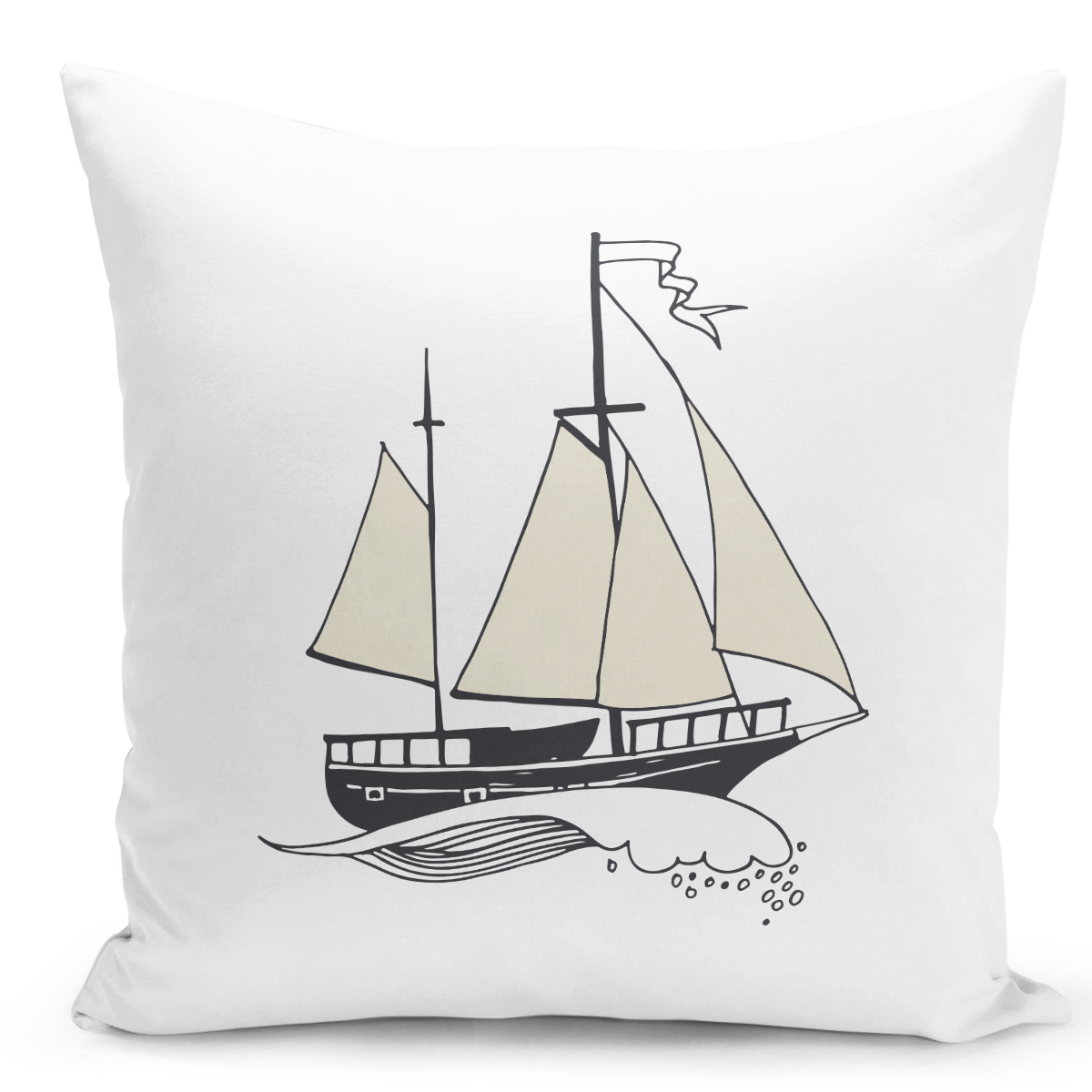 Throw Pillow Sail Boat Nautical Ship Pillow 16" Stuffed Decorative