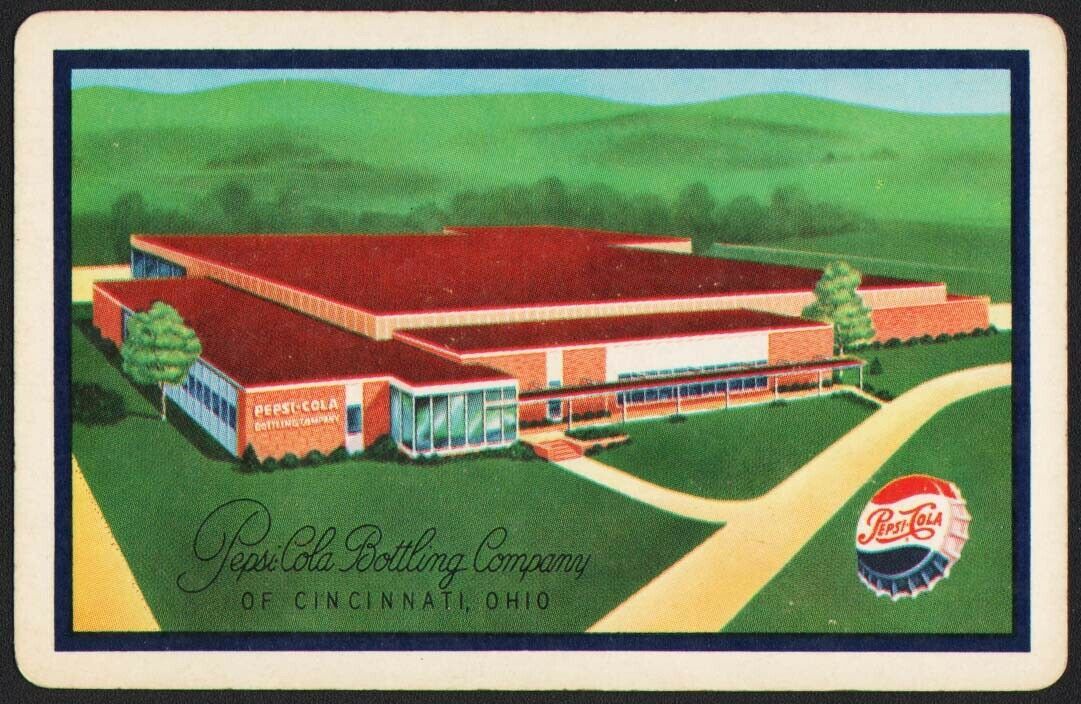 Vintage playing card PEPSI COLA BOTTLING COMPANY building pic Cincinnati Ohio - $9.99