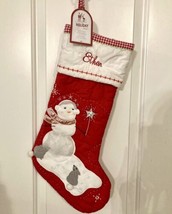 NEW Pottery Barn Quilted Gingham Snow Girl Christmas Stocking “Ethan” Monogram - $22.76