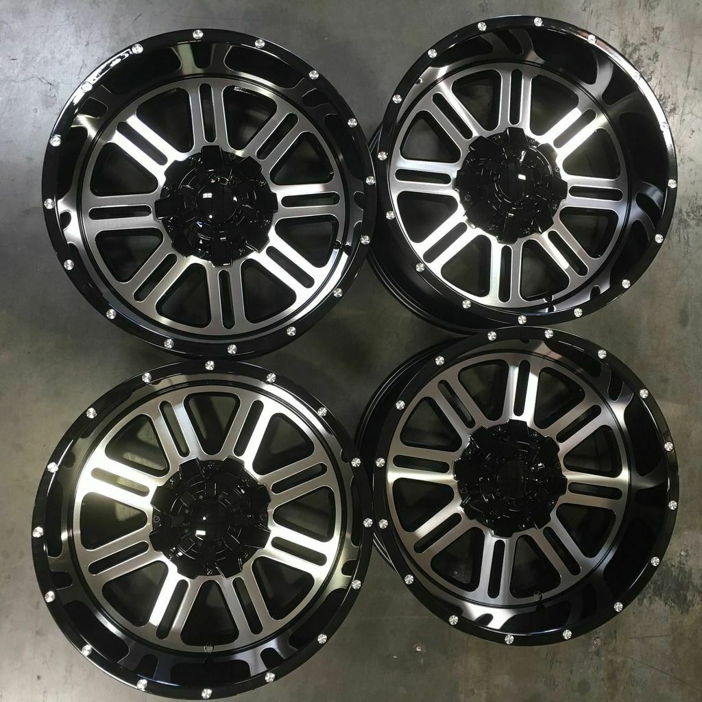 Used 20x10 D6 fit Ford F250 F350 8x170 -24 Black Machined Face Wheels ...