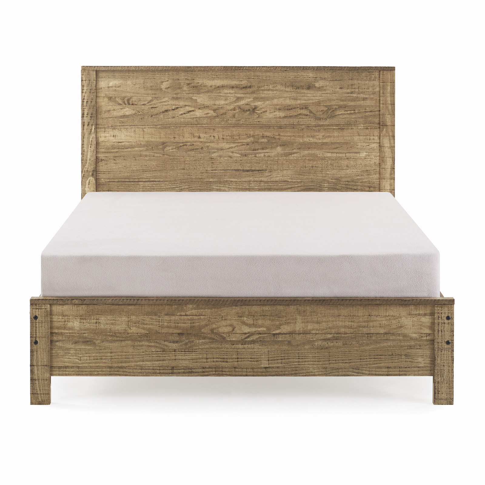 Yes4wood Albany Modern Rustic Walnut, Full Solid Wood Bed, Box Spring