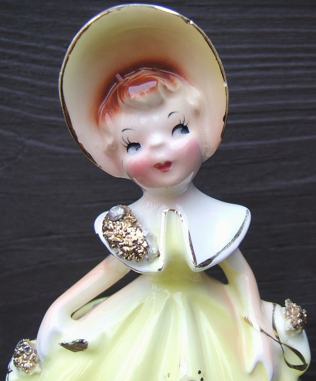 Vintage ENESCO YELLOW GOLDEN GIRL RHINESTONES UMBRELLA PURSE GOLD