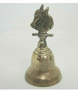 Vintage Brass Bell with Horse Head Handle Made in England 3.5&quot; - $14.25