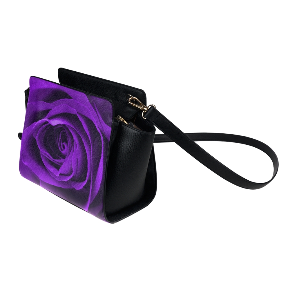 Elegant Purple Color Flower Satchel Bag Crossbody Bags Travel Tote Bags