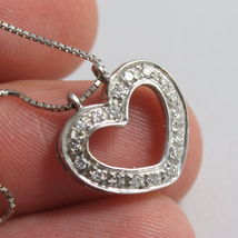 SOLID 18K WHITE GOLD NECKLACE WITH HEART DIAMONDS, DIAMOND MADE IN ITALY image 6