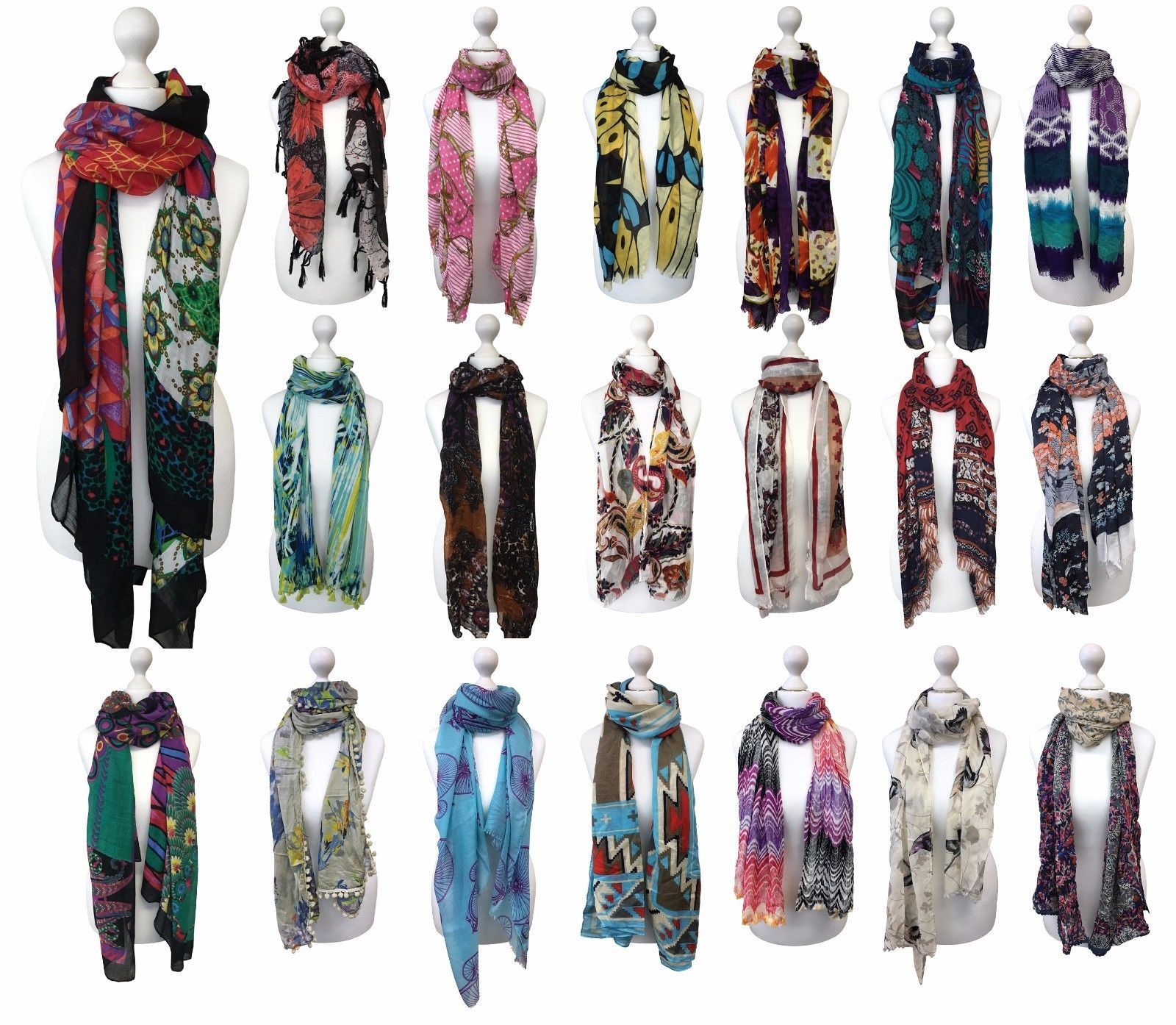 Pia Rossini - Womens Thin Floral Designer Long Lightweight Viscose Scarf Scarves