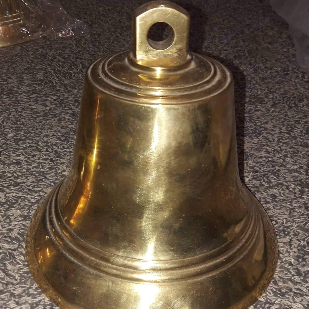 Vintage Large Brass Ship’s Bell with Wall Bracket