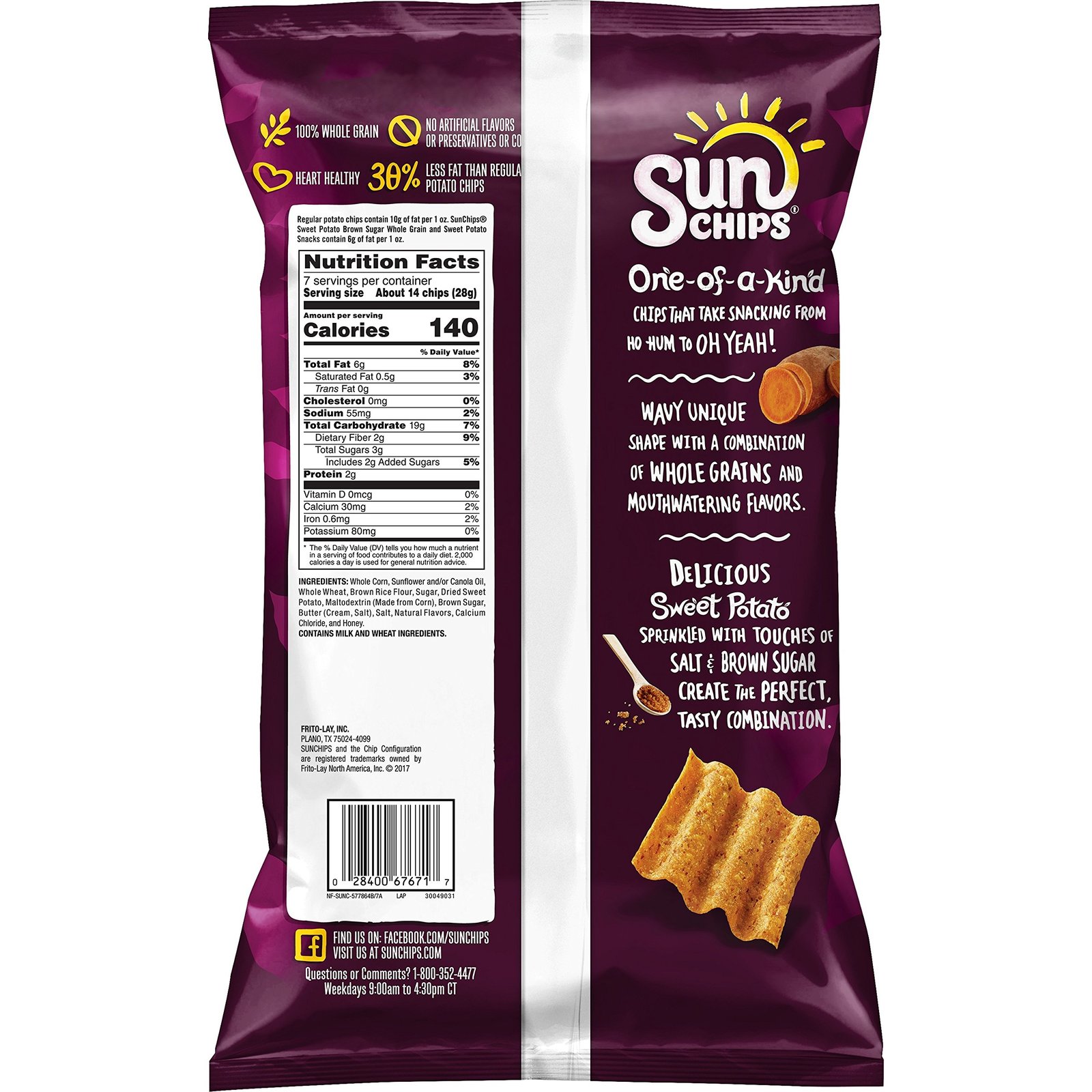 Sunchips Brown Sugar Flavored Sweet Potato Snacks, 7 Ounce Education