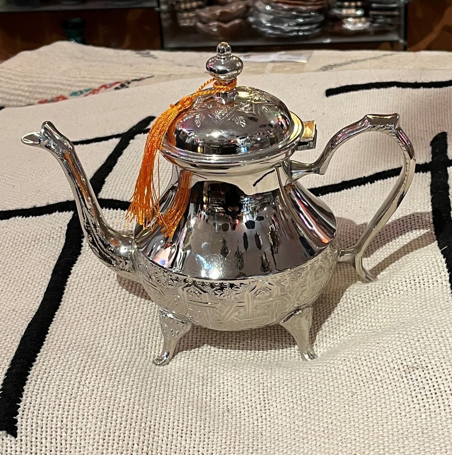 Moroccan teapot, Moroccan silver teapot, Moroccan serving teapot for