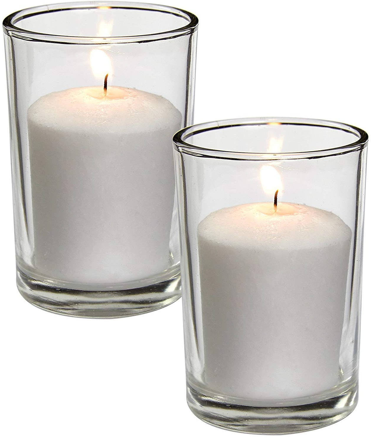 White Votive Candles 24 Pack Clear Glass Cups, Unscented, Extra