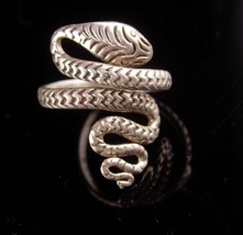 Vintage snake ring - art deco Sterling serpent - silver Cleopatra wrap ring - my - $165.00