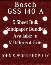 Bosch GSS 140 A - 1/4 Sheet - 17 Grits - No-Slip - 5 Sandpaper Bulk Bundles - $7.49