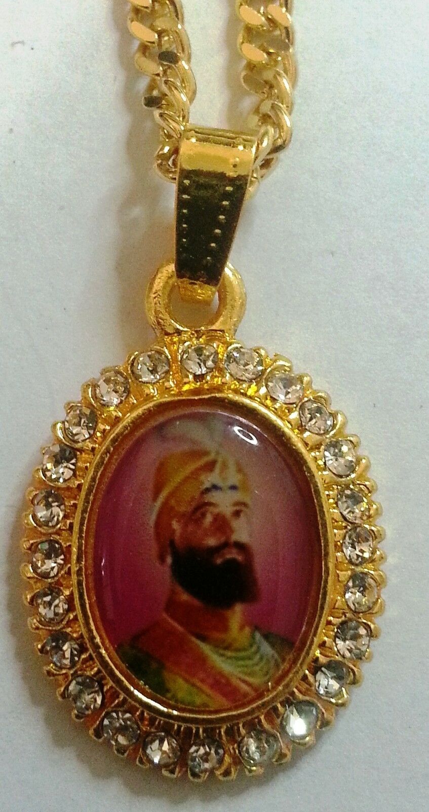 Large Gold Plated Sikh Hindu Religious Pendants Guru Nanak Guru