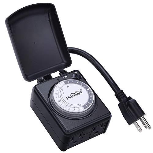 Plusmart Outdoor Timer Waterproof, 24 Hour Mechanical Timer Heavy Duty