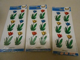  New lot 3 packs Hallmark Stickers Spring Tulips flowers kids teachers c... - $4.90