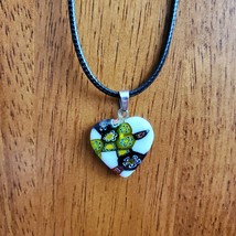Multicolor Glass Heart Necklace, colorful glass jewelry pendant
