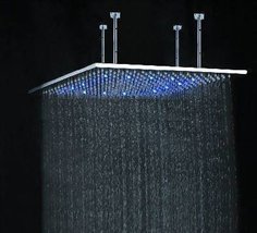 Fontana 20'' Ceiling Mount Square Rainfall LED Shower Head, Stainless Steel - $346.45