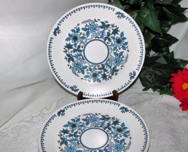 Noritake China Blue Moon Vintage Salad Plates Lot 2 Japan 9022 Retro Blue Flower - $19.53