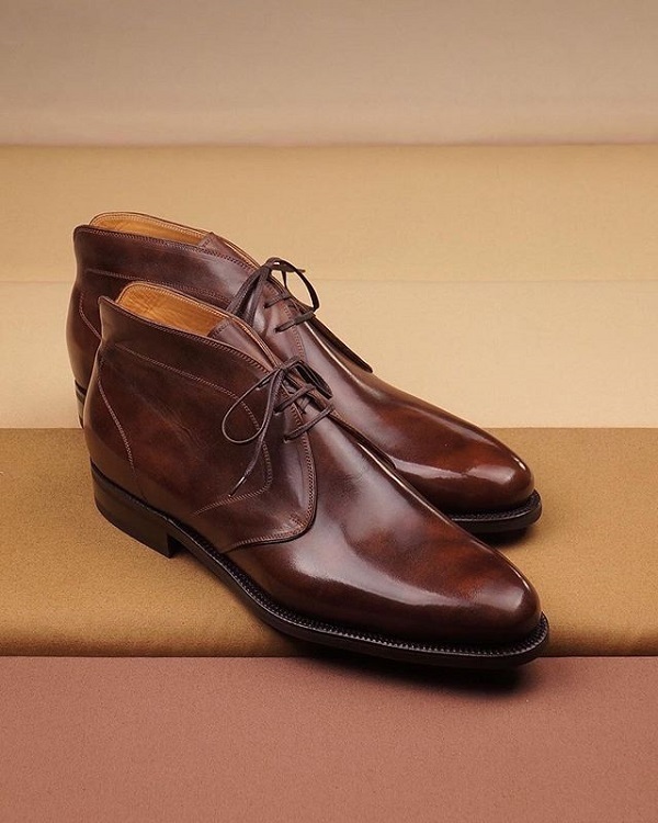 Handmade Men Chukka Shoes Brown Color , Chukka Boots For Men