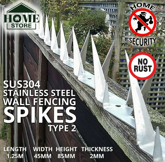 Stainless Steel Security Wall Anti Climb Fencing Spikes Type2 - 1pc