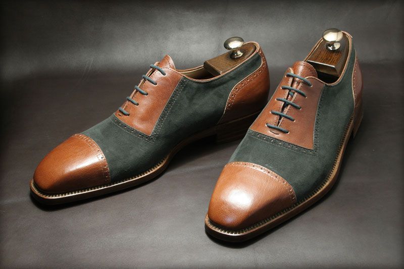 grey and tan shoes