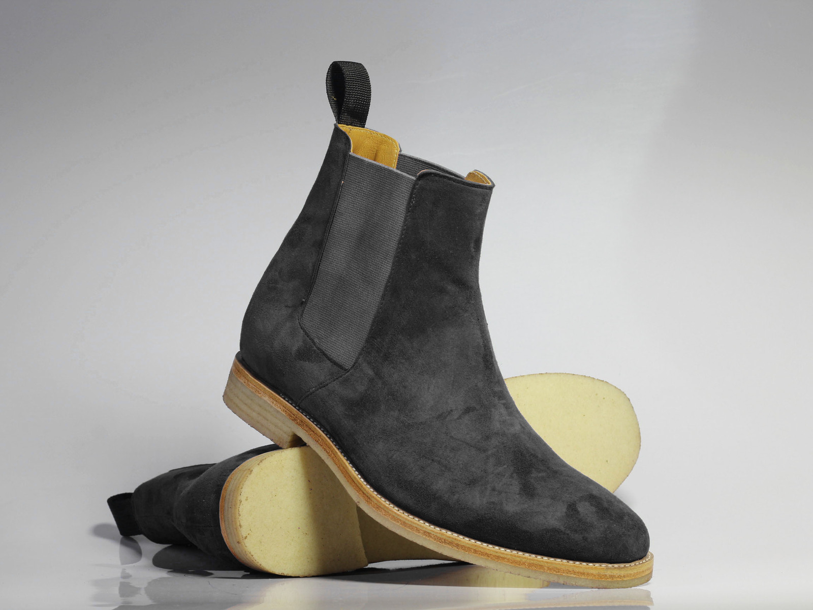 Handmade Men's Gray Suede Ankle High Chelsea boots, Men Designer Formal Boots