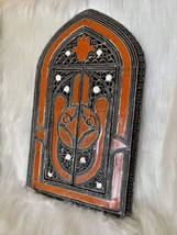 Hand-Painted Mirror with Geometric Patterns and Floral Motifs-Boho, decorative - $168.29