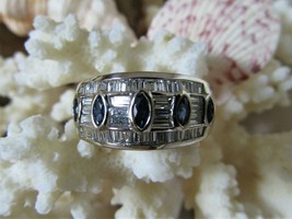 Lovely 18 K White Gold Sapphire+Baguette Diamond Ring~W/Appraisal~Perfec... - $1,880.99