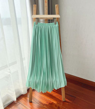 Pleated Black Chiffon Skirt Women Chiffon Midi Skirt Outfit High Waist Plus Size image 9
